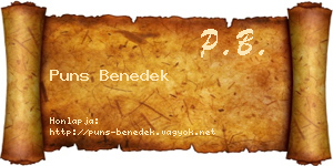 Puns Benedek névjegykártya